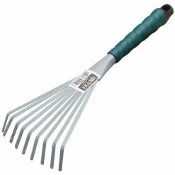 SIENA GARDEN Kleinfeger 9 Zinken Flach Wechselstiel Anthrazit, Griff Grün