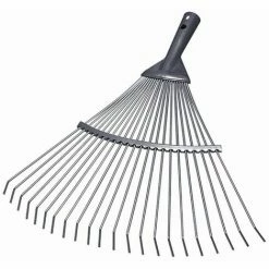 SIENA GARDEN Drahtlaubbesen 22 Runde Zinken Rasenrechen Fächerbesen Rechen Gartengerät Garten