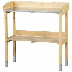 SIENA GARDEN Pflanztisch, 76 X 37 X 81 Cm, Natur Kiefernholz Mit Verzinkter Arbeitsplatte Und Haken