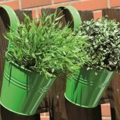 SIENA GARDEN Blumentopf 2er Set, Grün, Ø 16 X 14,5 Cm Stahlblech, Mit Fest Montierten Haltern -SIENA GARDEN Shop 20867715 2