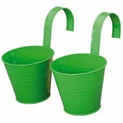 SIENA GARDEN Blumentopf 2er Set, Grün, Ø 16 X 14,5 Cm Stahlblech, Mit Fest Montierten Haltern -SIENA GARDEN Shop 20867715 3