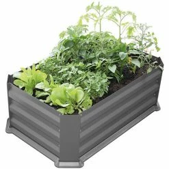SIENA GARDEN Hochbeet Mit Boden, 80 X 50 X 30 Cm, Grau, Metall, Mit Abnehmbarem Boden