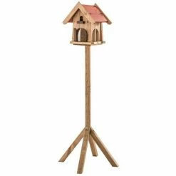 SIENA GARDEN Vogelfutterhaus 'Max' Inkl. Ständer, Braun, Kiefernholz