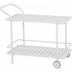SIENA GARDEN Bali Servierwagen Matt Weiß Gestell Aluminium Fahrbar Küchentrolley Rollwagen