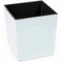 SIENA GARDEN Pflanzgefäß BREST, Weiß Hochglanzoptik, 25 X 25 X 26 Cm Kunststoffgefäß Mit Einsatz