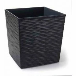 SIENA GARDEN Pflanzgefäß BIRON, Graphit Rillenoptik, 40 X 40 X 41,5 Cm Kunststoffgefäß Mit Einsatz