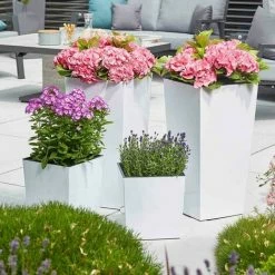 SIENA GARDEN Pflanzgefäß LYON, Weiß Hochglanzoptik, 35 X 35 X 68 Cm Kunststoffgefäß Mit Einsatz -SIENA GARDEN Shop 41373927 2