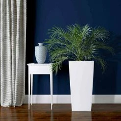 SIENA GARDEN Pflanzgefäß LYON, Weiß Hochglanzoptik, 40 X 40 X 75 Cm Kunststoffgefäß Mit Einsatz -SIENA GARDEN Shop 41373929 5