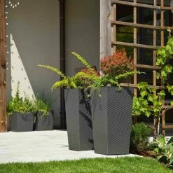 SIENA GARDEN Pflanzgefäß PARIS, Graphit Rattanoptik, 35 X 35 X 68 Cm Kunststoffgefäß Mit Einsatz -SIENA GARDEN Shop 41373933 5