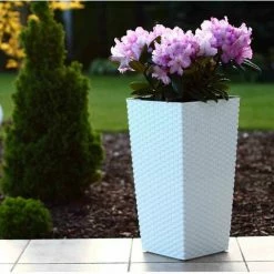 SIENA GARDEN Pflanzgefäß PARIS, Weiß Rattanoptik, 40 X 40 X 75 Cm Kunststoffgefäß Mit Einsatz -SIENA GARDEN Shop 41373934 4