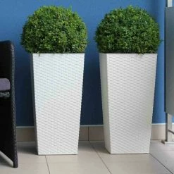 SIENA GARDEN Pflanzgefäß PARIS, Weiß Rattanoptik, 40 X 40 X 75 Cm Kunststoffgefäß Mit Einsatz -SIENA GARDEN Shop 41373934 5