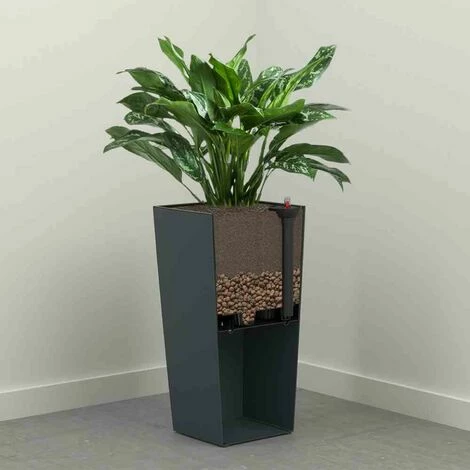 SIENA GARDEN Pflanzgefäß NIZZA, Graphit Rillenoptik, 25 X 25 X 46,5 Cm Kunststoffgefäß Mit Einsatz 4 SIENA GARDEN Pflanzgefäß NIZZA, Graphit Rillenoptik, 25 X 25 X 46,5 Cm Kunststoffgefäß Mit Einsatz – Bild 2