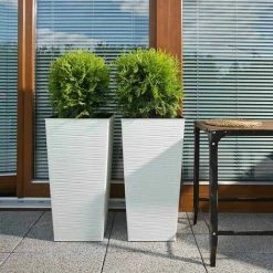 SIENA GARDEN Pflanzgefäß NIZZA, Weiß Rillenoptik, 35 X 35 X 68 Cm Kunststoffgefäß Mit Einsatz -SIENA GARDEN Shop 41373940 5