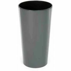 SIENA GARDEN Pflanzgefäß LILLE, Anthrazit Hochglanzoptik, Ø 25 X 46,5 Cm Kunststoffgefäß Mit Einsatz