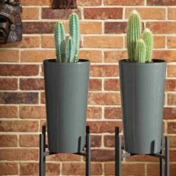 SIENA GARDEN Pflanzgefäß LILLE, Anthrazit Hochglanzoptik, Ø 25 X 46,5 Cm Kunststoffgefäß Mit Einsatz -SIENA GARDEN Shop 41373945 3