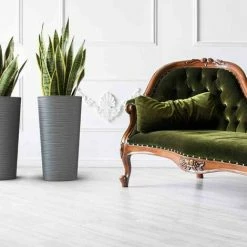 SIENA GARDEN Pflanzgefäß LOCON, Graphit Rillenoptik, Ø 30 X 57 Cm Kunststoffgefäß Mit Einsatz -SIENA GARDEN Shop 41373953 5