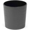 SIENA GARDEN Pflanzgefäß LENS, Graphit Rillenoptik, Ø 25 X 25,5 Cm Kunststoffgefäß Mit Einsatz