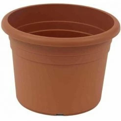 SIENA GARDEN Topf CILINDRO Ø 25 X 17,6 Cm,, Terracotta Rundes Kunststoffgefäß Mit Bodenlöchern