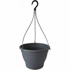 SIENA GARDEN Hängeampel Ø 25 X 17 Cm, Anthrazit Pflanzgefäß Aus Kunststoff