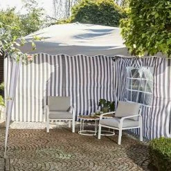 SIENA GARDEN Seitenteile Zu Faltpavillon 3x3 M, Taupe/weiß, 2er Set Bezug Aus Polyester, 160g/m² In Taupe/weiß, 1x Mit Und 1x Ohne Fenster -SIENA GARDEN Shop 41374253 3