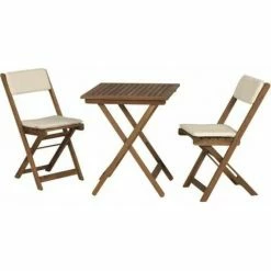 SIENA GARDEN Almeria Balkonmöbelset, 3 Tlg. Gestell Und Fläche Akazienholz FSC®-Mix Natur, Inkl. Sitz- Und Rückenkissen