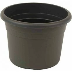 SIENA GARDEN Topf CILINDRO Ø 25 X 17,6 Cm,, Anthrazit Rundes Kunststoffgefäß Mit Bodenlöchern