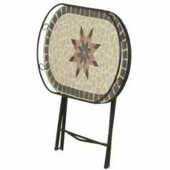 SIENA GARDEN Stella Serviertisch Gestell Stahl Schwarz Matt, Fläche Keramik Mehrfarbig, Praktisch Zusammenklappbar -SIENA GARDEN Shop 46750533 5