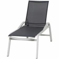 Siena Garden Milos Rollliege Aluminium Weiß-grau Mit Textilbezug Schwarz-grau H16695 Sonnenliege