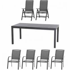 Siena Garden 7-teilige Sitzgruppe Livorno Mit Tisch Miros Ausziehbar 180/240x90 Cm Aluminium Anthraz