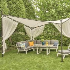 SIENA GARDEN Berlino Pavillon 400x400 Cm Gestell Aus Stahl, Anthrazit, Bezug Aus Polyester, 250g/m² In Weiß -SIENA GARDEN Shop 53912265 4