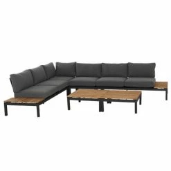 Siena Garden Alvida 6-teiliges Lounge-Set Aluminium Anthrazit/Ranotex®-Gewebe Schwarz/Teakholz Sitzg -SIENA GARDEN Shop 55443431 4