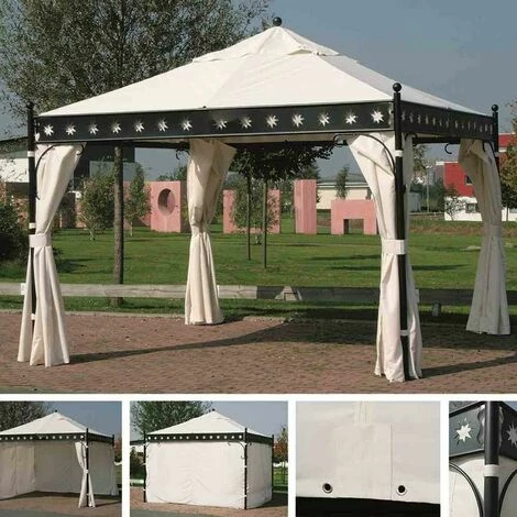 SIENA GARDEN Seitenteile Zu Pavillon Korfu 3,5x3,5 M, Natur, 4er Set Bezug Aus Polyester, 160g/m² In Natur, 4 Stück 6 SIENA GARDEN Seitenteile Zu Pavillon Korfu 3,5x3,5 M, Natur, 4er Set Bezug Aus Polyester, 160g/m² In Natur, 4 Stück – Bild 4